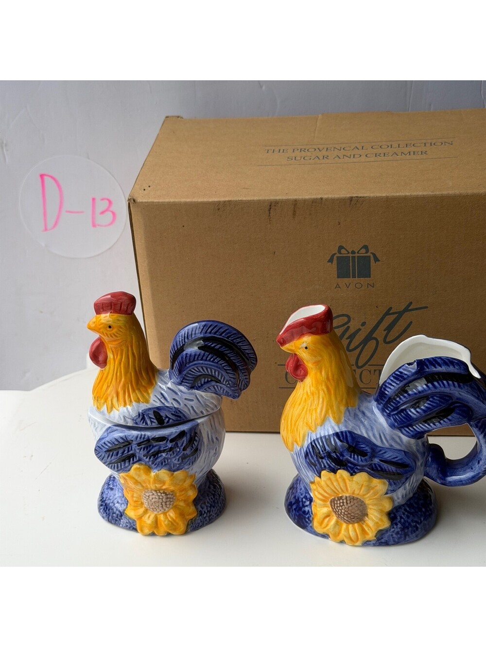 Avon The Provencal Collection Rooster Sugar & Creamer Set D-13